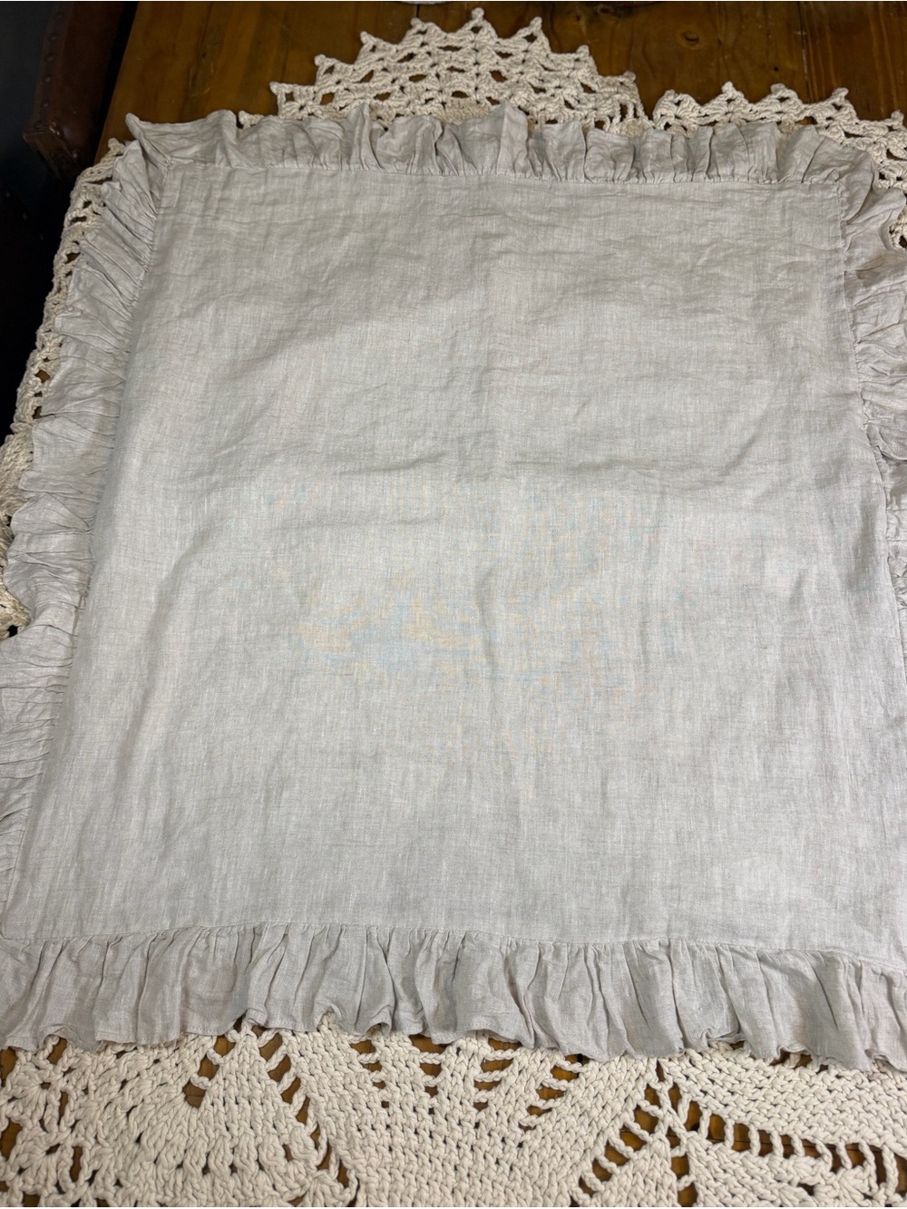 Simple Opulence 100% Linen Euro Shams Set 2 Ruffle Natural Beige farmhouse